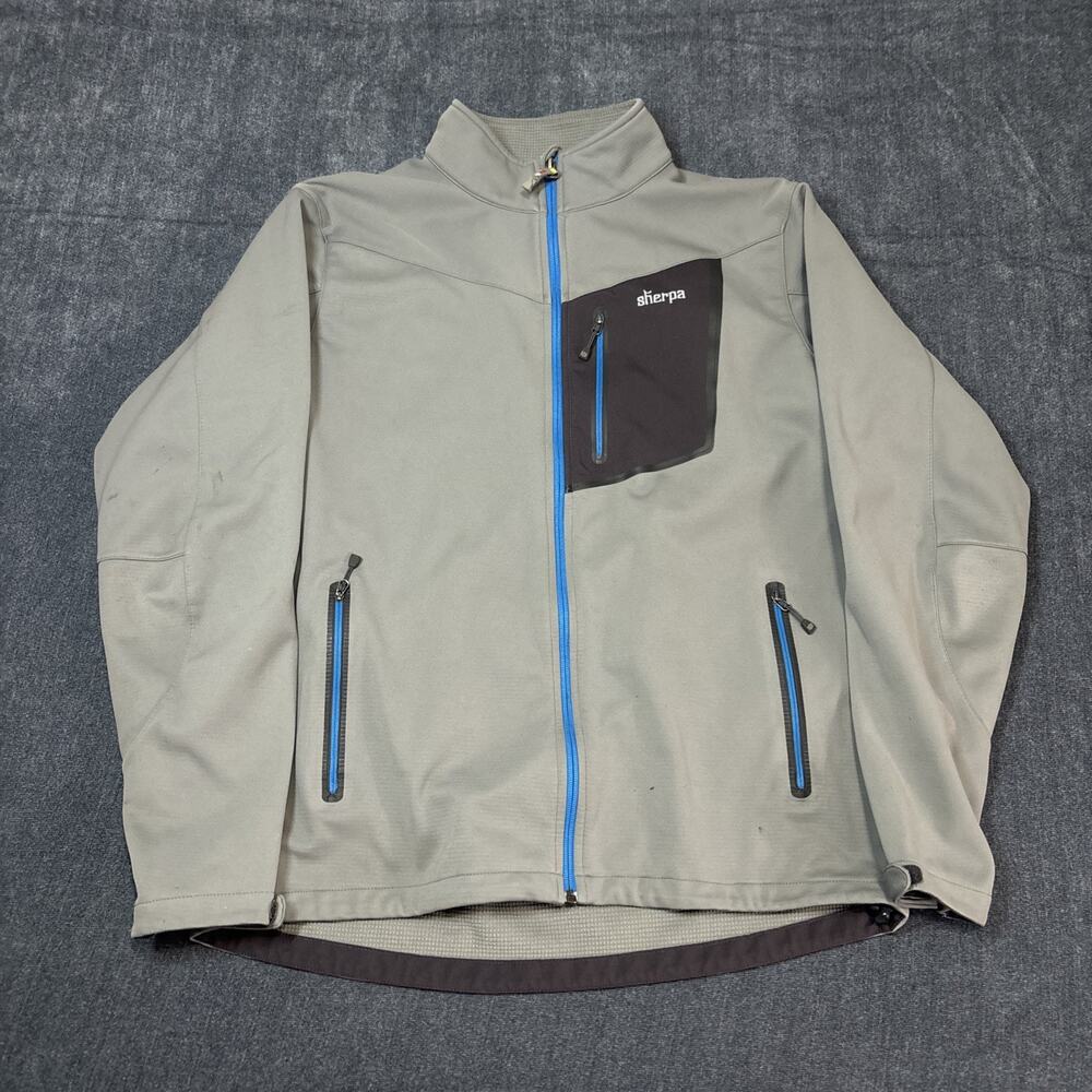 Sherpa Adventure Gear Mens Gray Softshell Grid Fleece Lined Jacket XXL